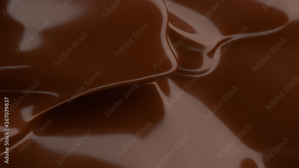 Fototapeta premium Liquid Chocolate background. Melted dark Chocolate. Wave brown background. Chocolate.