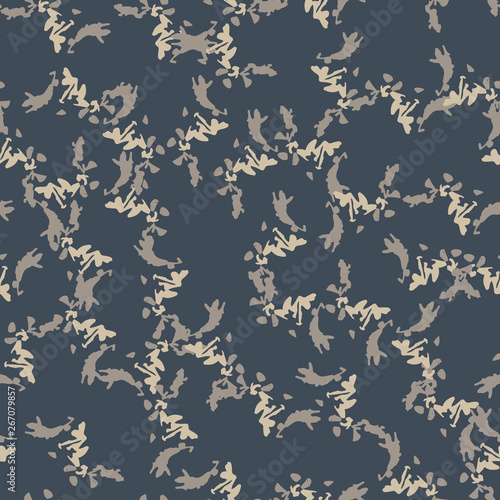 Urban camouflage of various shades of beige, grey and blue colors