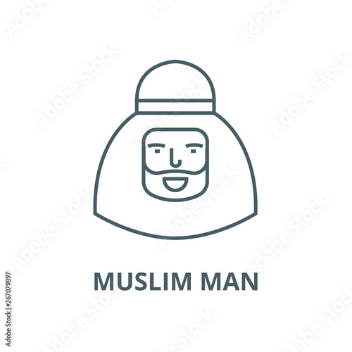 Muslim man vector line icon, outline concept, linear sign