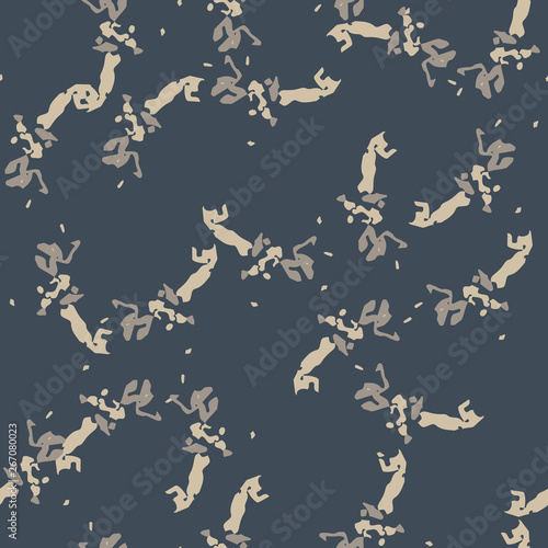 Urban camouflage of various shades of beige, grey and blue colors