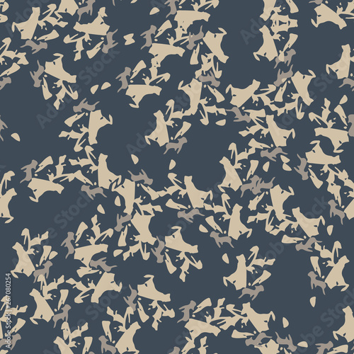 Urban camouflage of various shades of beige, grey and blue colors