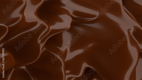 Liquid Chocolate background. Melted dark Chocolate. Wave brown background. Chocolate.