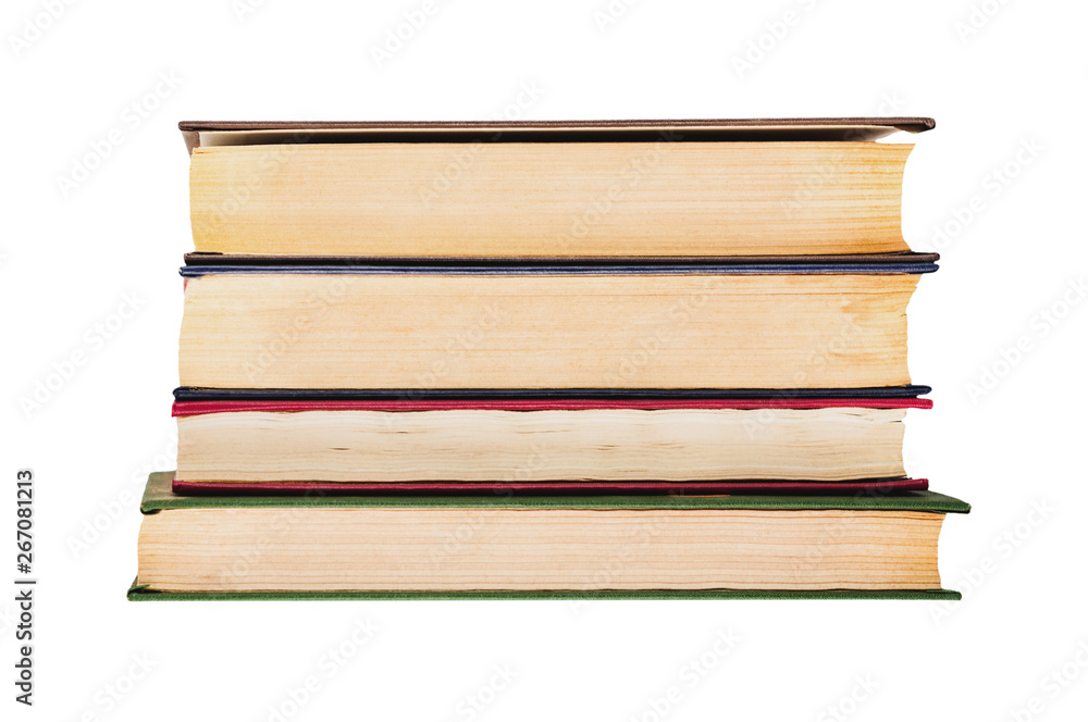 Heap of different old blank books with hardcover isolated on white background Heap of different old blank books with hardcover isolated on white background