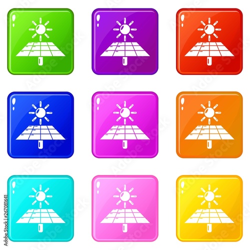 Solar energy icons set 9 color collection isolated on white for any design