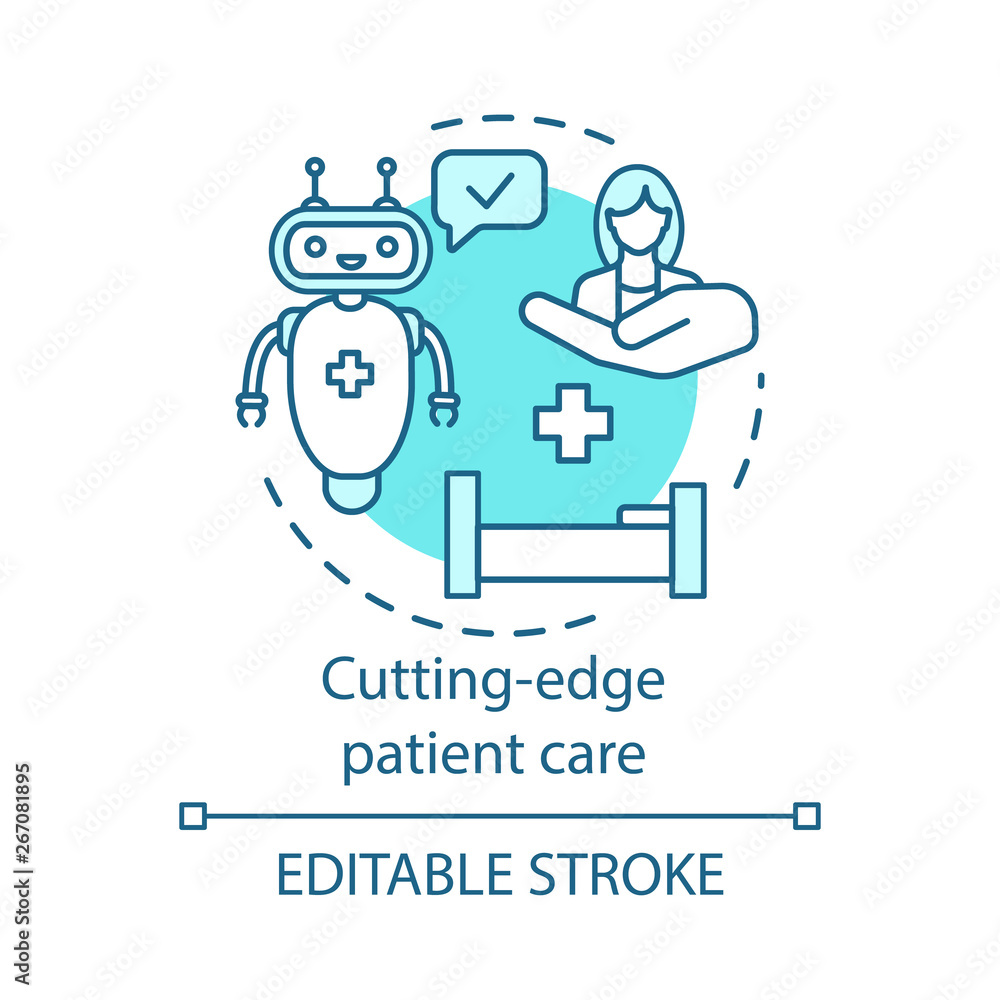 Cutting edge patient care concept icon