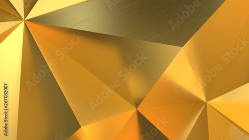 Gold Low poly triangle, trigon, triangular background. abstract golden geometric crystals. Minimal quartz, stone, gems. © Cg loser 
