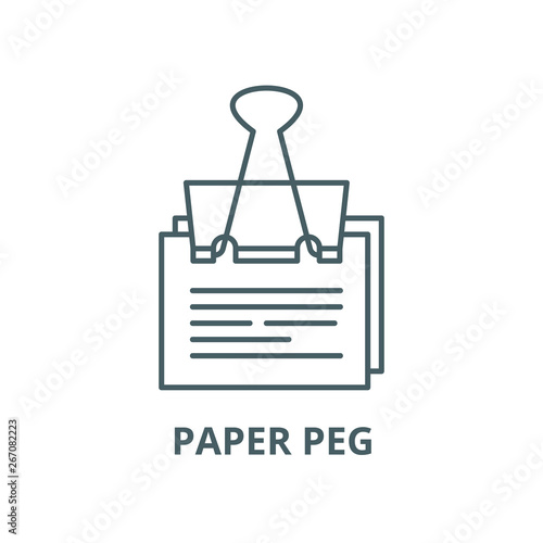 Paper peg vector line icon, outline concept, linear sign