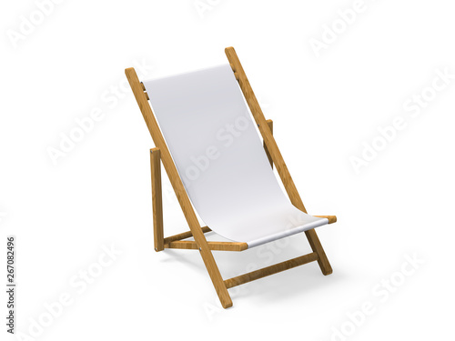 Photo Folding wooden deckchair or beach chair mock up on isolated white background, 3d