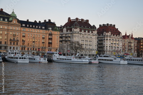 Sweden Stockholm gray city street lights at night