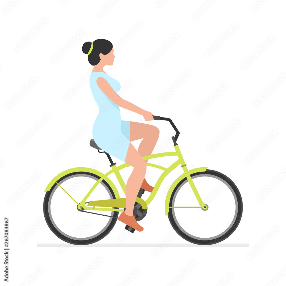 Obraz premium Woman riding bike. isolated on white background