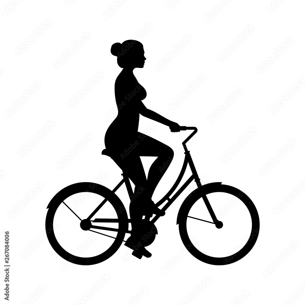 Woman riding bike. isolated on white background Woman riding bike. isolated on white background