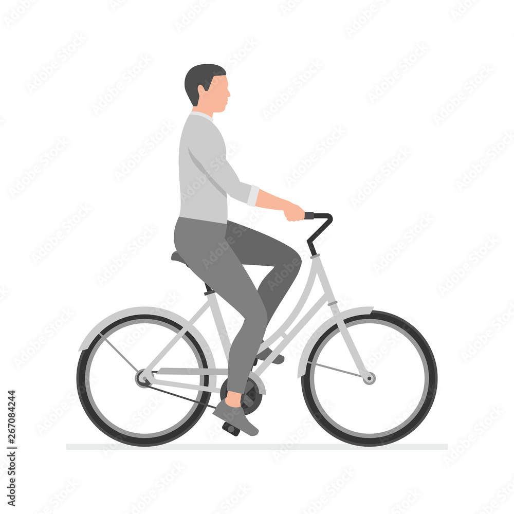 Men riding bike. isolated on white background Men riding bike. isolated on white background