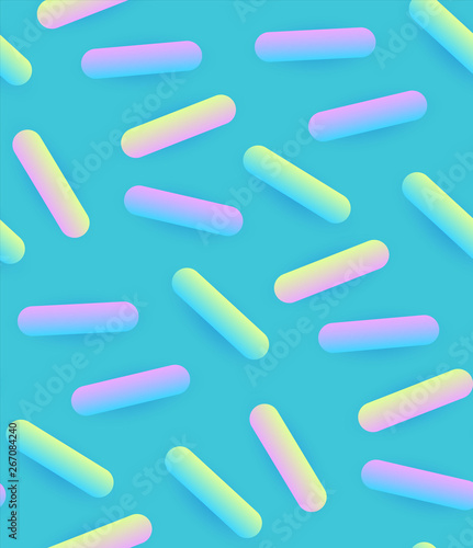 Seamless Pattern with Mint Glaze and Trendy Gradient Decorative Sprinkles. Candy, Donut and Ice Cream Design. Sweet Sweets.