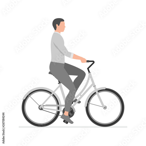 Men riding bike. isolated on white background