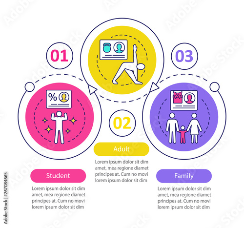 Fitness club subscription vector infographic template