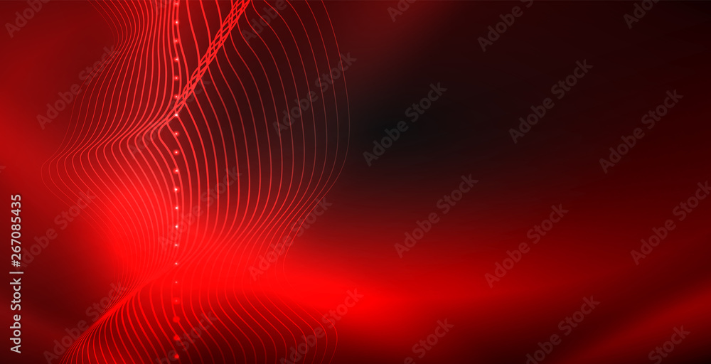 Glowing abstract wave on dark, shiny motion, magic space light. Techno abstract background Glowing abstract wave on dark, shiny motion, magic space light. Techno abstract background