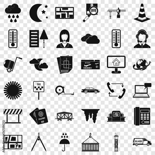 Woman dispatcher icons set. Simple style of 36 woman dispatcher vector icons for web for any design