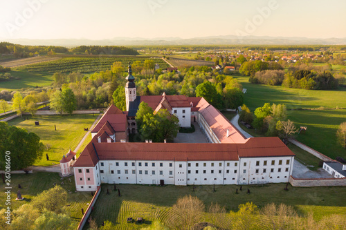 Photos Aerial view of Cistercian monastery Kostanjevica na Krki, homely appointed as Castle Kostanjevica, Slovenia, Europe