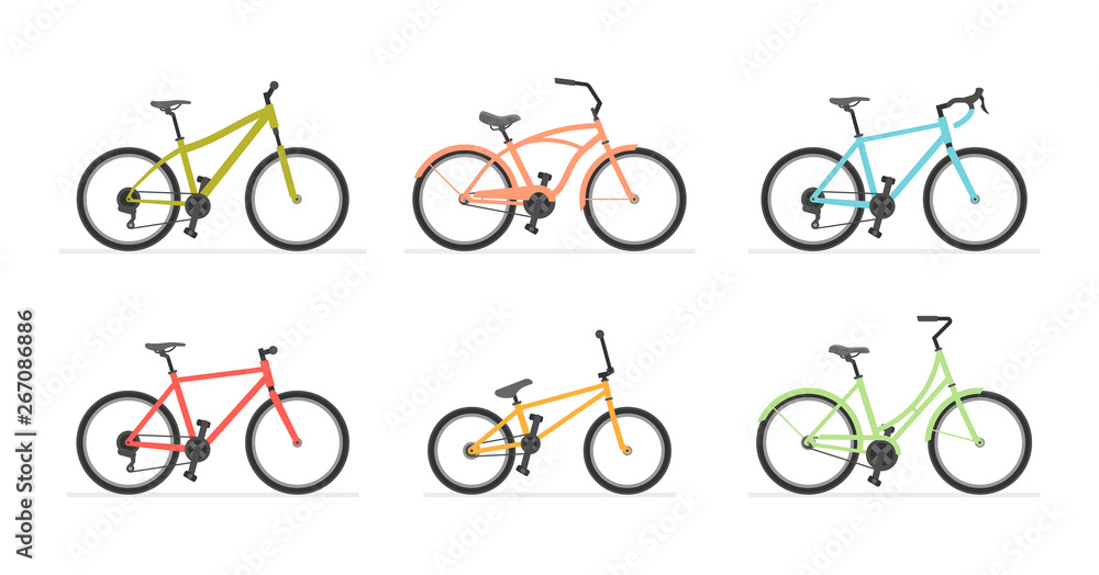 Naklejka premium Set of different bicycles. isolated on white background