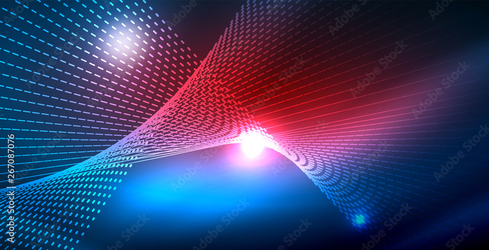 Color neon lights with waves abstract background