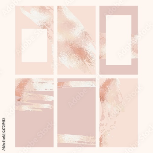 Rose gold. Set of vector backgrounds for social media and blogs.