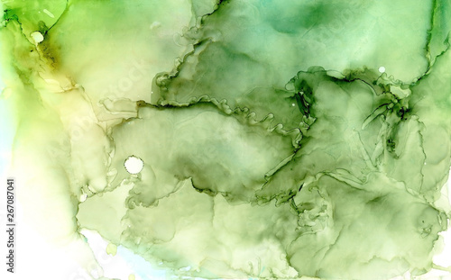 Greenery abstract ink background. Emerald ethereal painting. High detailed illustration