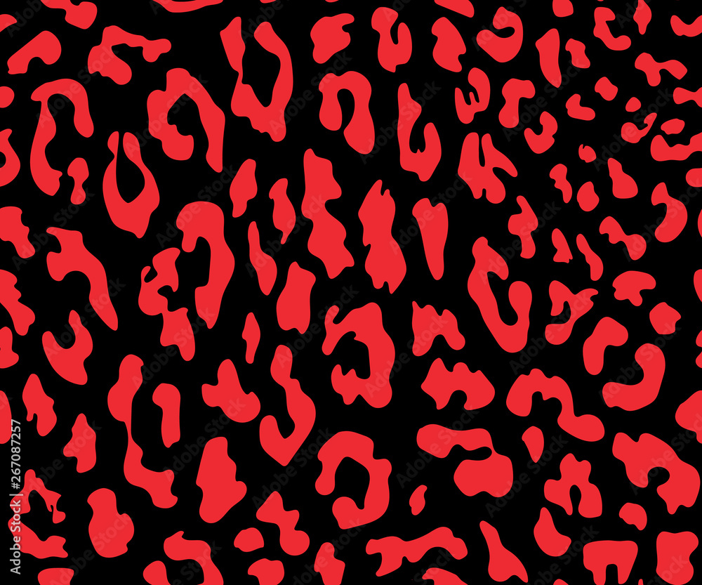 Coincidencia telar Énfasis Leopard seamless pattern. Red and black Animal print. Vector background.  Stock Vector | Adobe Stock