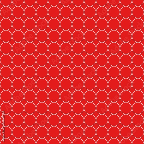 Seamless Pattern of White Circles on Red Background Vector Illustration