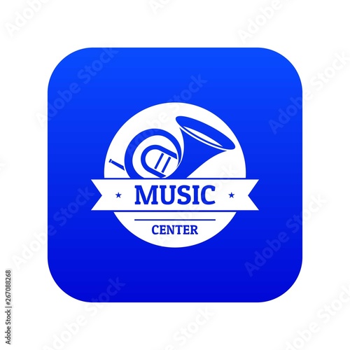 Musical instrument trumpet icon blue vector isolated on white background