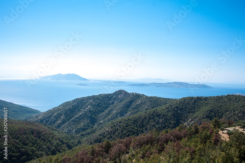 mountain range, hills and sea view at Rhodes Greece
