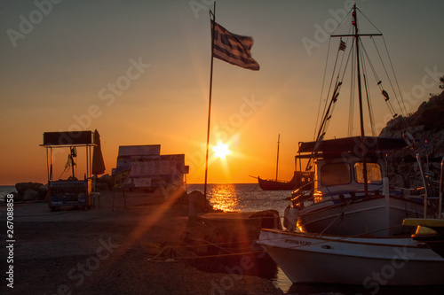 Fototapeta Naklejka Na Ścianę i Meble -  sunrise at Rhodes harbor in Greece