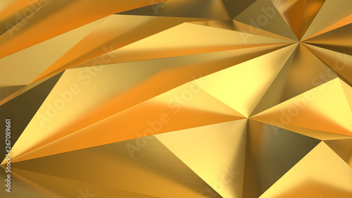 Fototapeta Naklejka Na Ścianę i Meble -  Gold Low poly triangle, trigon, triangular  background. abstract golden geometric crystals. Minimal quartz, stone, gems.