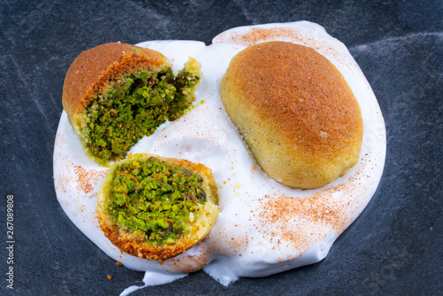 Turkish ramadan dessert with pistachio