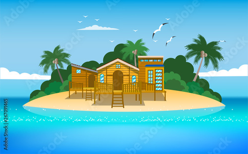 landscape of wooden house on the the in the island
