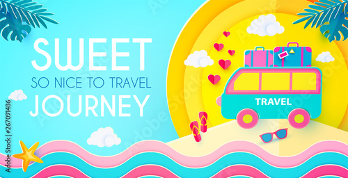 Sweet Journey. Vacation and Travel Design Template. Papercraft.