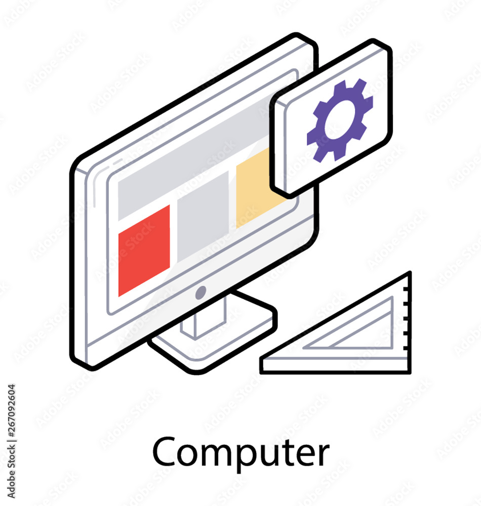 Isometric design of computer designing icon. Isometric design of computer designing icon.