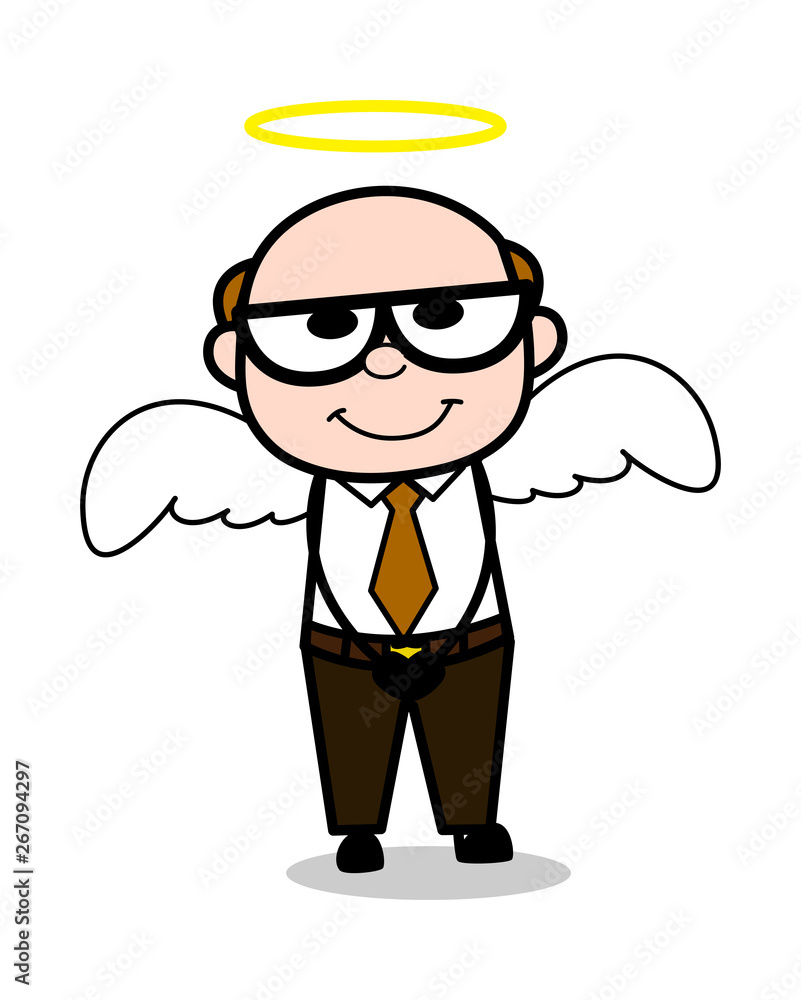 Angel - Retro Cartoon Father Old Boss Vector Illustration