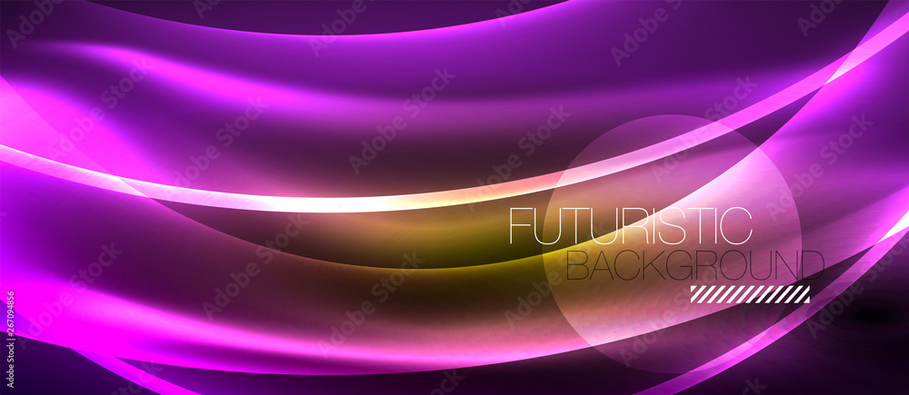 Neon shiny light glowing wave lines Neon shiny light glowing wave lines