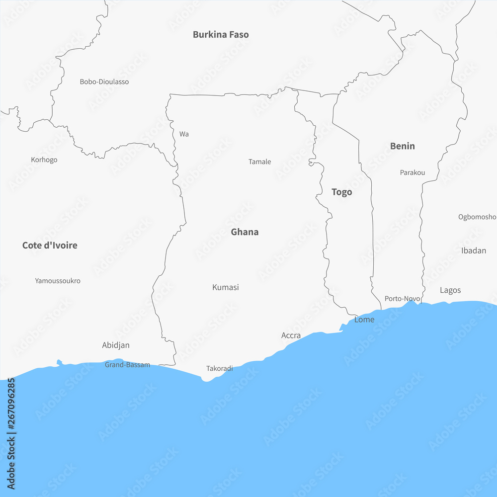 Detailed vector map Ghana.