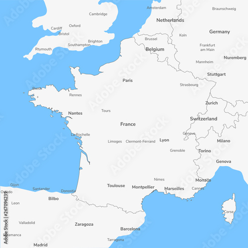 Detailed vector map France.