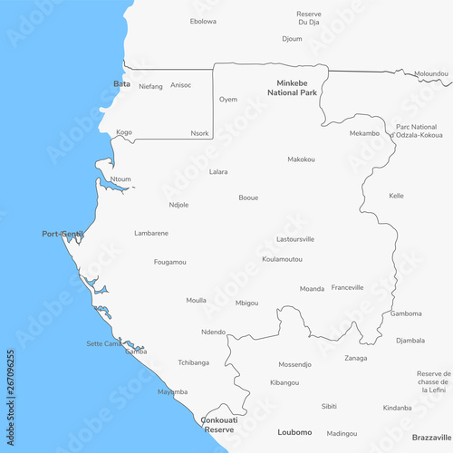 Detailed vector map Gabon.