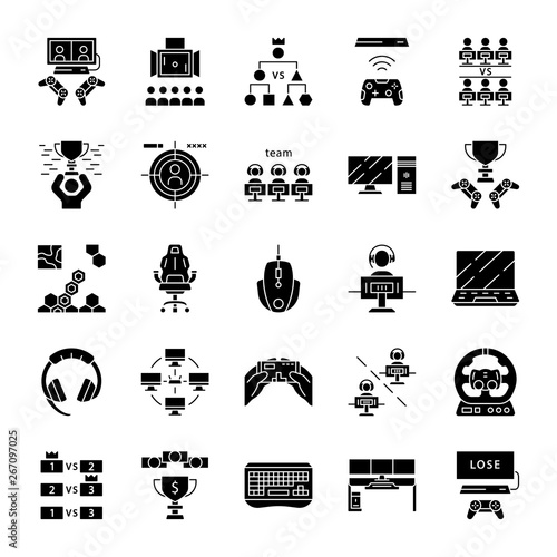 Esports glyph icons set