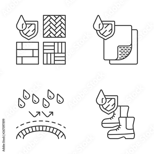 Waterproofing linear icons set