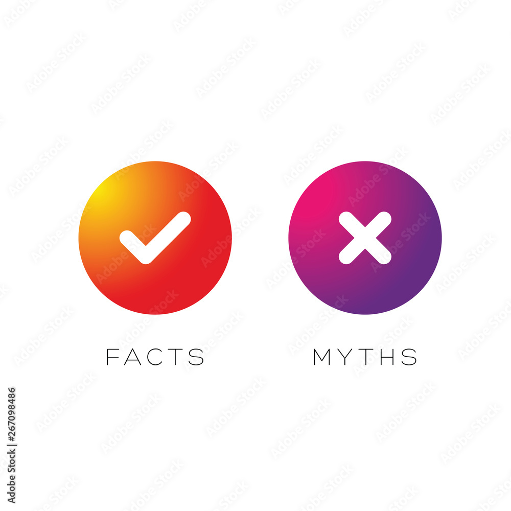 Obraz premium Myths Facts sign button vector