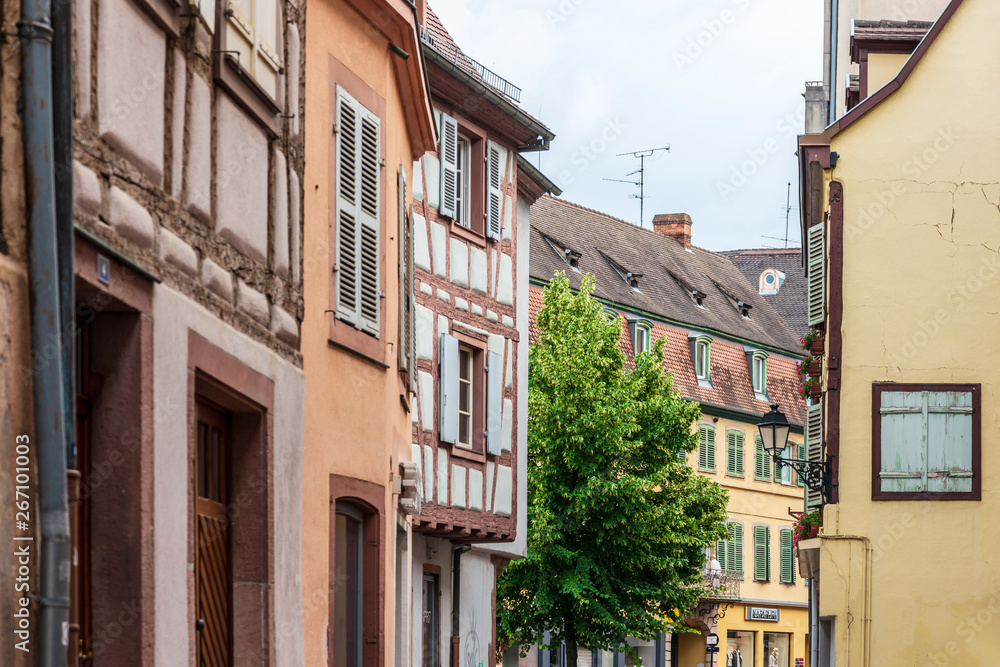 COLMAR, FRANCE - June 29, 2018: Street view of downtown in Colmar, Alsace, France