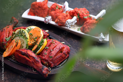 Indian cuisine, aromatic curry dishes. Colorful dishes.