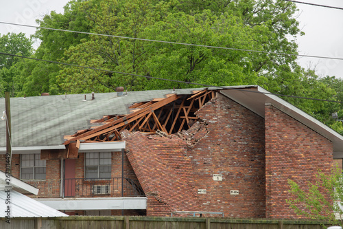 Tornado damage debris spring storm  photo