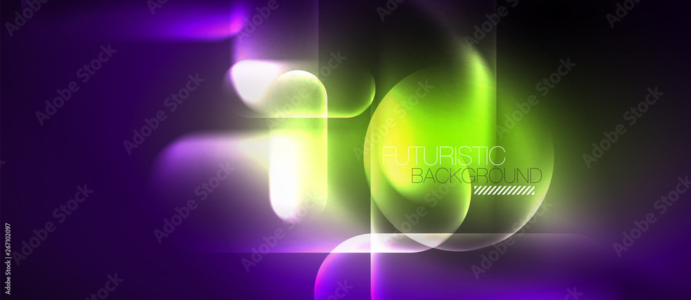 Neon glowing techno lines, hi-tech futuristic abstract background template Neon glowing techno lines, hi-tech futuristic abstract background template