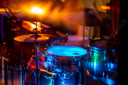 Drumkit in abstract multicolored light