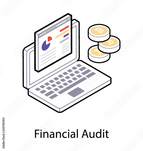 Isometric icon of financial website